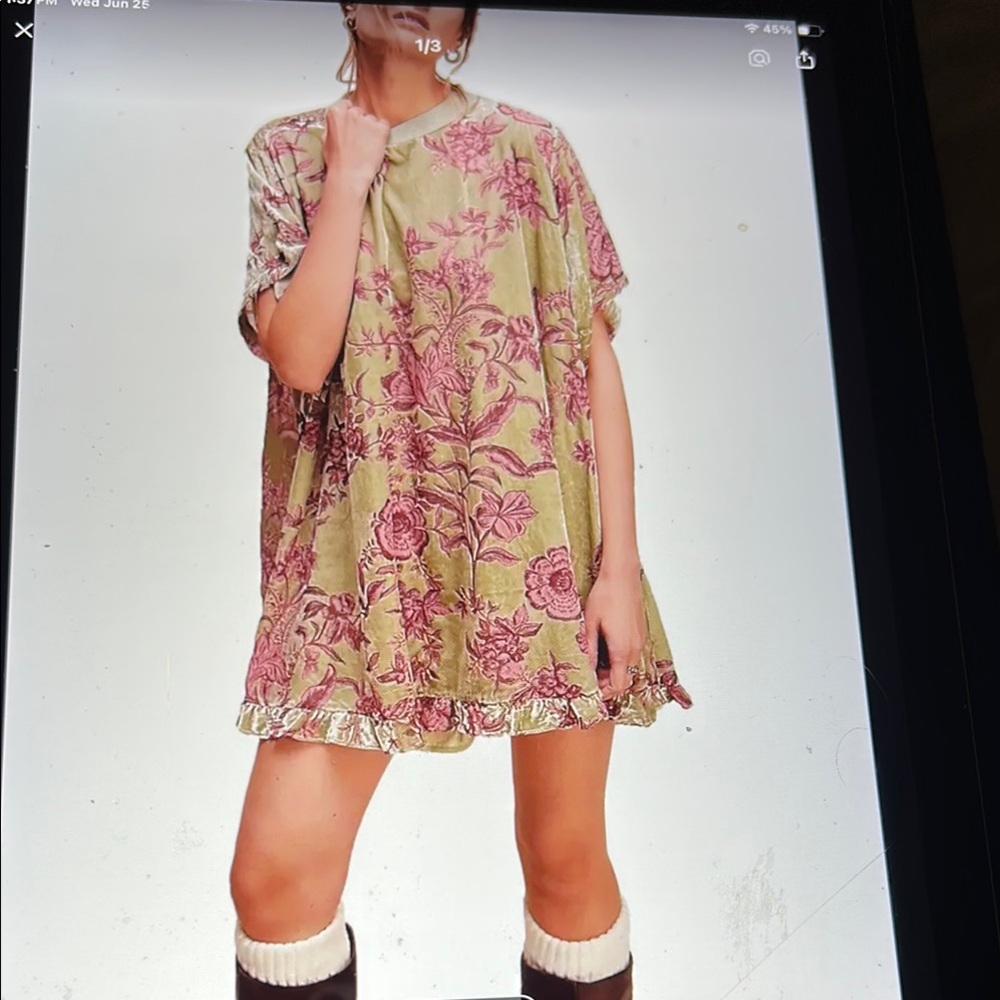 007 Floral Pink and Green Mini Dress